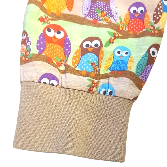 S.C.R.U.B.S. Women's Long Sleeve Button Up Owl Print Scrubs Top Size Medium - Picture 10 of 15